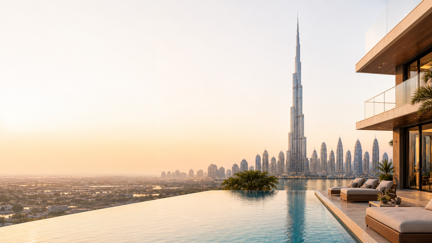 Dubai skyline at golden hour